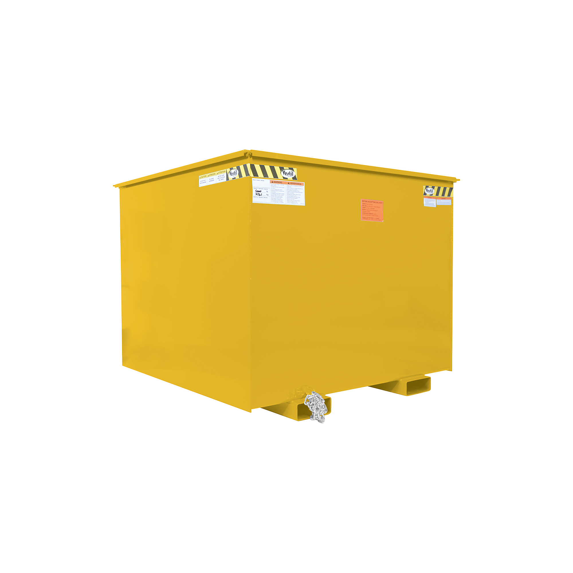 Vestil Steel Rotating Box Hopper — 2.5 Cu. Yd., 6000-Lb. Capacity, Fork Pockets, Yellow, Model# R-250-HD-YL